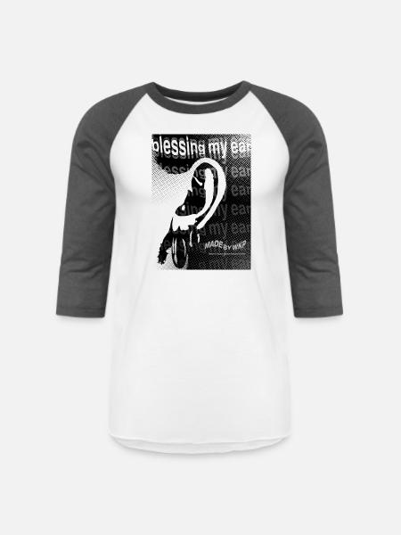 Echo Ear Blessing Halftone Art - Unisex Baseball T-Shirt - white/charcoal
