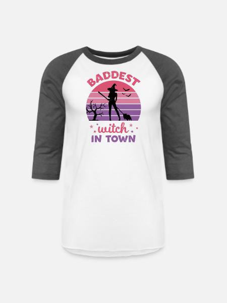 Baddest Witch In Town - Unisex Baseball T-Shirt - white/charcoal