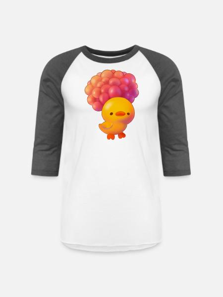 Ducky Flying With Balloons - Unisex Baseball T-Shirt - white/charcoal
