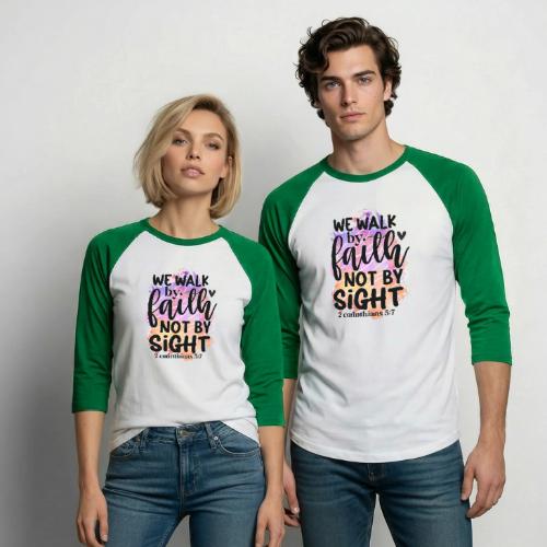 Harmony Collection - We Walk by Faith not by Sight - Unisex Baseball T-Shirt