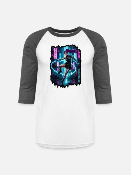 Cyberpunk Aesthetic — Phantom Protocol - Unisex Baseball T-Shirt - white/charcoal