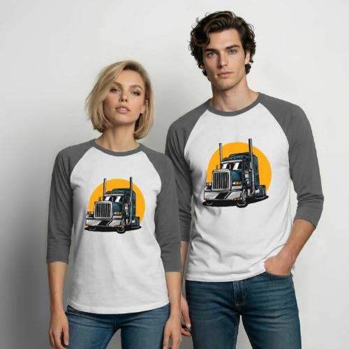 Tractor Trailer - Unisex Baseball T-Shirt