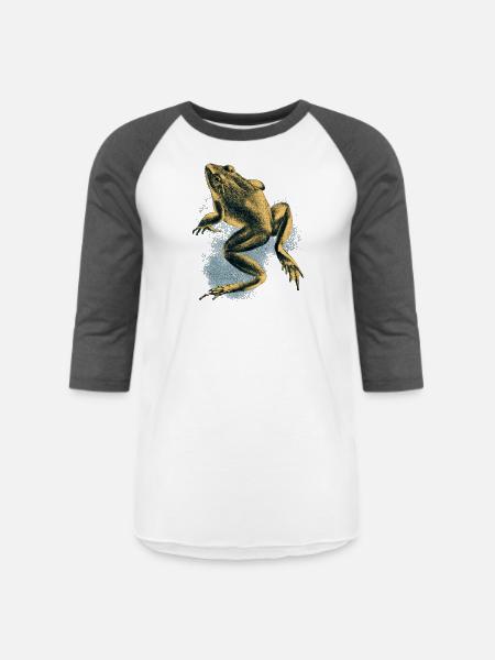 Frog Halftone Dots - Unisex Baseball T-Shirt - white/charcoal
