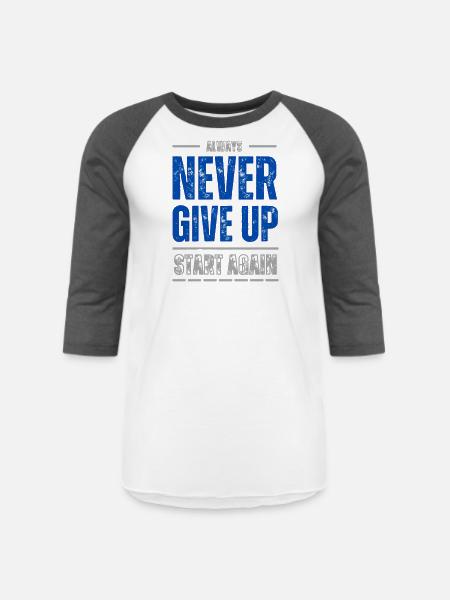 Never give up 2 - Unisex Baseball T-Shirt - white/charcoal