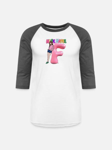 Nick Name F - Unisex Baseball T-Shirt - white/charcoal