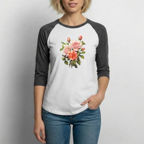 Pink Roses - Unisex Baseball T-Shirt