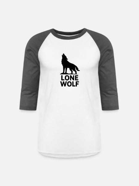 Lone Wolf Howling Silhouette - Unisex Baseball T-Shirt - white/charcoal