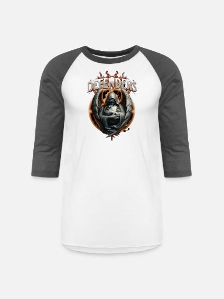 Customizable Defenders - Unisex Baseball T-Shirt - white/charcoal
