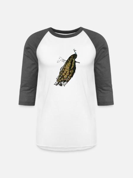 Beautiful Peacock - Unisex Baseball T-Shirt - white/charcoal