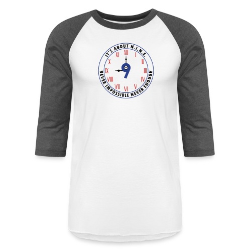 NINE Logo v2 2018 blue Outlines Red Numbers - Unisex Baseball T-Shirt