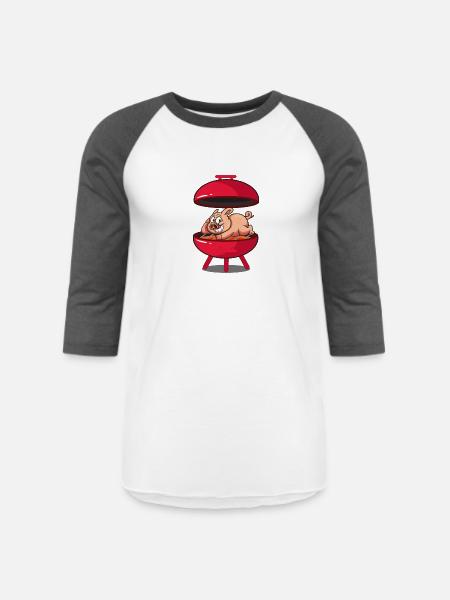 Pig Pig BBQ - Unisex Baseball T-Shirt - white/charcoal