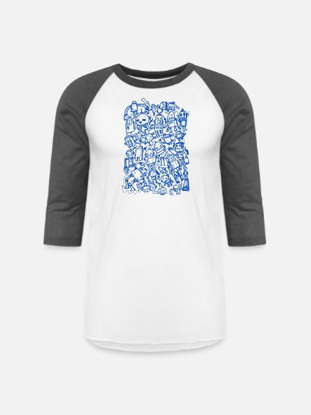 Robot Overload - Unisex Baseball T-Shirt - white/charcoal