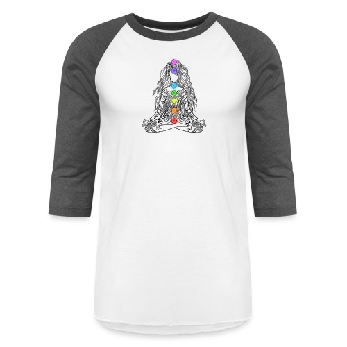 Mediation Girl & Chakras - Unisex Baseball T-Shirt
