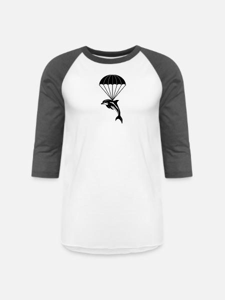 Dolphin Orca Parachuting - Unisex Baseball T-Shirt - white/charcoal