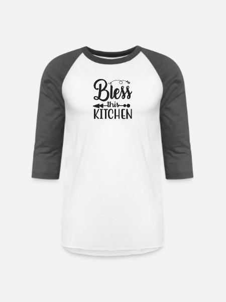 Bless this kitchen - Unisex Baseball T-Shirt - white/charcoal
