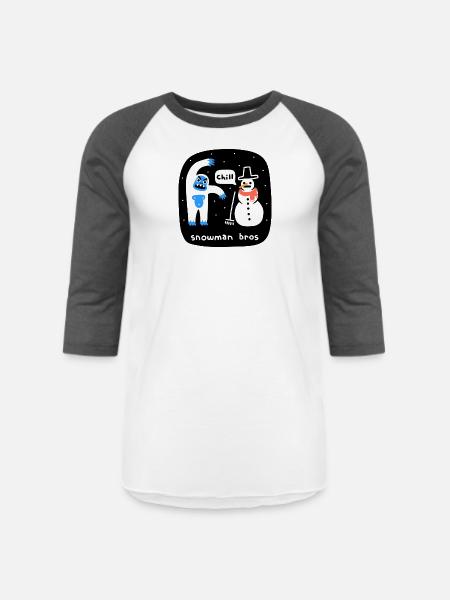 Snowman Bros - Unisex Baseball T-Shirt - white/charcoal