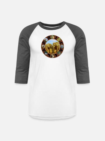Blue Sky Elephants Africa Circle - Unisex Baseball T-Shirt - white/charcoal