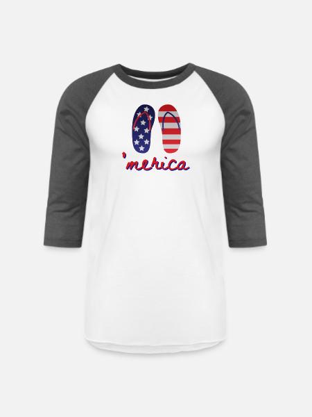 4th of July - Unisex Baseball T-Shirt - white/charcoal