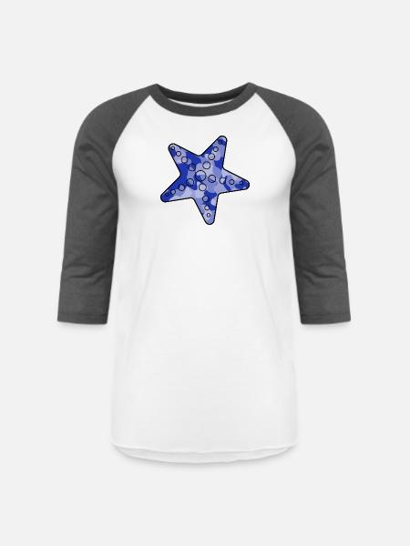 Starfish blue camo - Unisex Baseball T-Shirt - white/charcoal