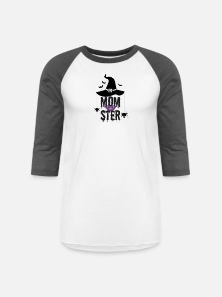 Momster Halloween Print - Unisex Baseball T-Shirt - white/charcoal