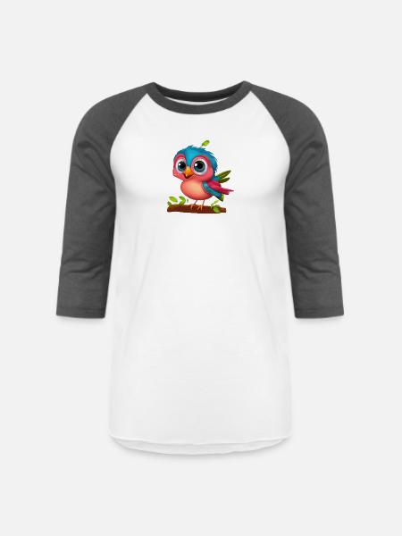Cute Bird cartoon - Unisex Baseball T-Shirt - white/charcoal