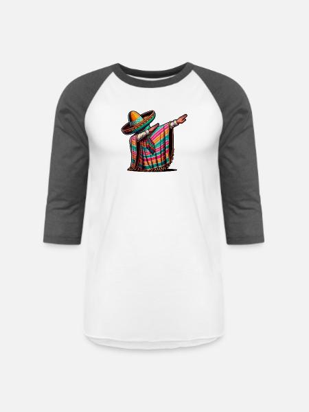 Dabbing Mexican Fiesta - Unisex Baseball T-Shirt - white/charcoal