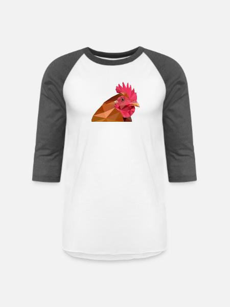 lowpoly rooster - Unisex Baseball T-Shirt - white/charcoal