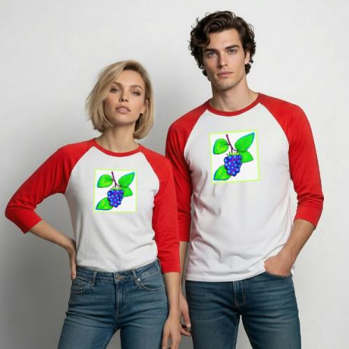 Vibrant Blueberry Pop Art - Unisex Baseball T-Shirt