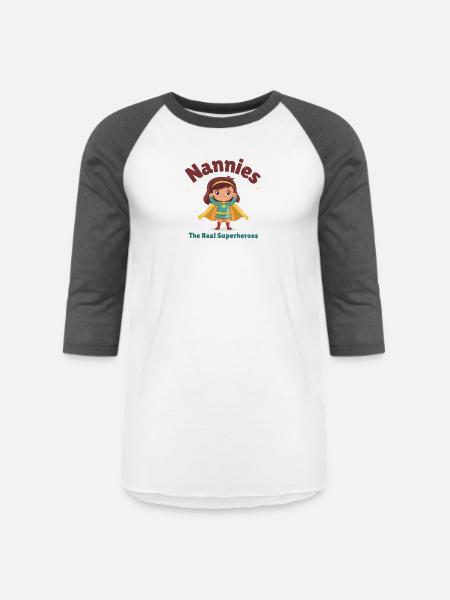 Nannies The Real Superheroes3 - Unisex Baseball T-Shirt - white/charcoal
