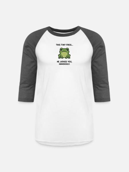 Frog Judges You, Immensely. - Unisex Baseball T-Shirt - white/charcoal