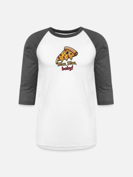 Slice Slice Baby - Unisex Baseball T-Shirt - white/charcoal