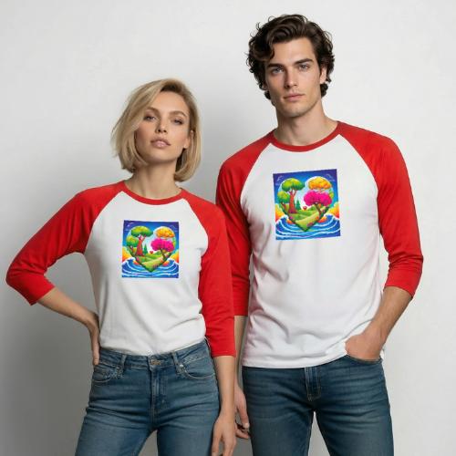 Heart, fantasy, landscapes, nature, fantasy - Unisex Baseball T-Shirt