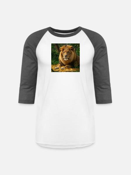 Lion coin - Unisex Baseball T-Shirt - white/charcoal