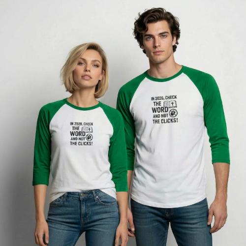 BW Word Clicks 2026 background - Unisex Baseball T-Shirt