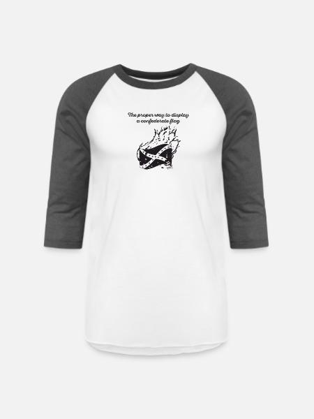 Burn the Confederate Flag - Unisex Baseball T-Shirt - white/charcoal