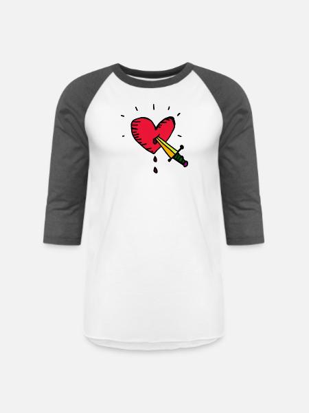 Heart And Dagger - Unisex Baseball T-Shirt - white/charcoal