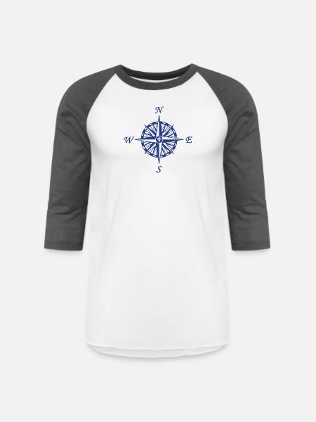 Compass Rose - Unisex Baseball T-Shirt - white/charcoal