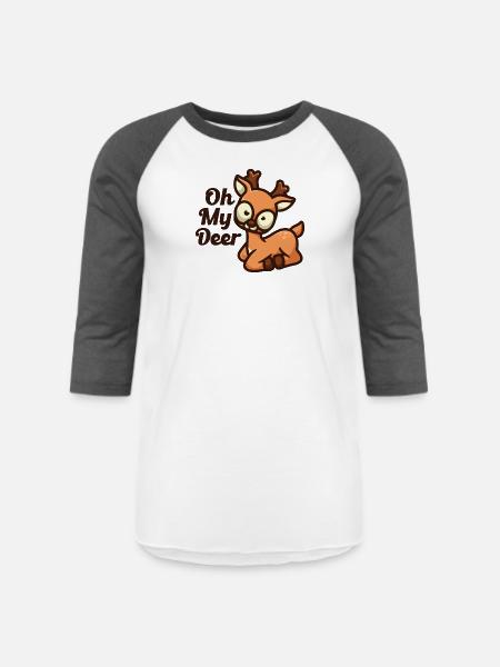 Oh My Deer - Unisex Baseball T-Shirt - white/charcoal
