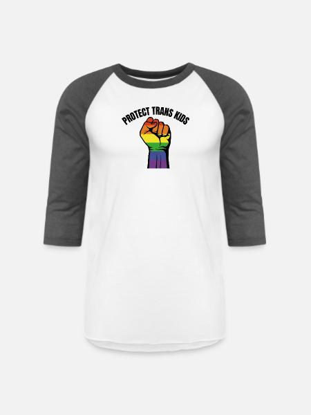Protect Trans Kids - Unisex Baseball T-Shirt - white/charcoal
