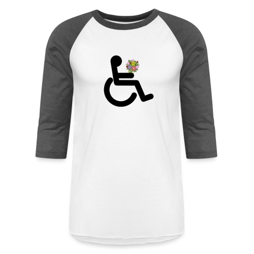 Wheelchair user with flowers, wheelchair love - Unisex Baseball T-Shirt