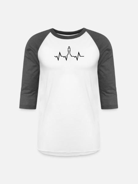Chess Heartbeat - Unisex Baseball T-Shirt - white/charcoal