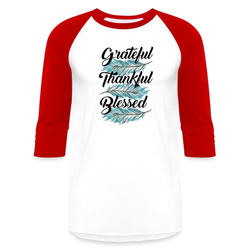 feather blue grateful thankful blessed - Unisex Baseball T-Shirt