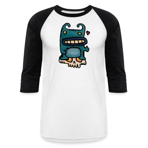 Cute monster on skull - Unisex Baseball T-Shirt