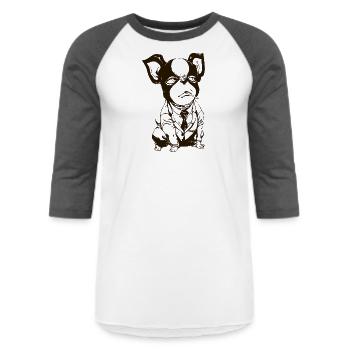 Iggy Jojo bizarre adventure - Unisex Baseball T-Shirt - white/charcoal - Front - AI Model Female 172 light (172cm) & AI Model Male 178 light (178cm)