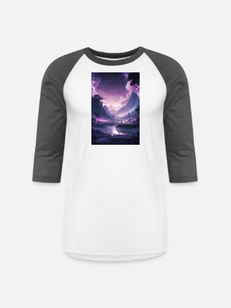 Landscape mutated - Unisex Baseball T-Shirt - white/charcoal