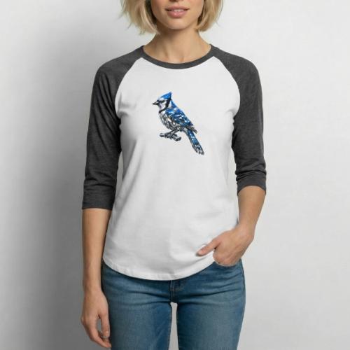 Silver Blue Jay on Perch - Unisex Baseball T-Shirt