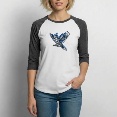 Silver Blue Jay Open Wing Perch - Unisex Baseball T-Shirt