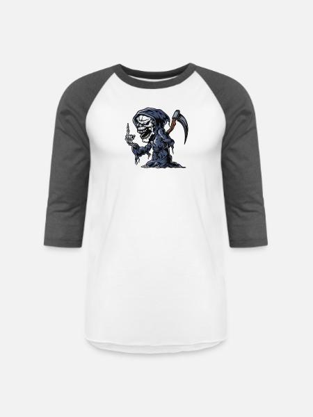 skeleton fuck you - Unisex Baseball T-Shirt - white/charcoal