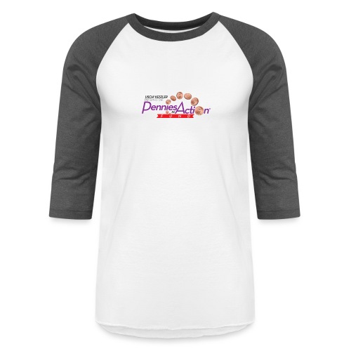 Pennies In Action Logo - Unisex Baseball T-Shirt
