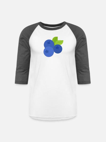 Fresh Blueberry Botanical Illustration - Unisex Baseball T-Shirt - white/charcoal